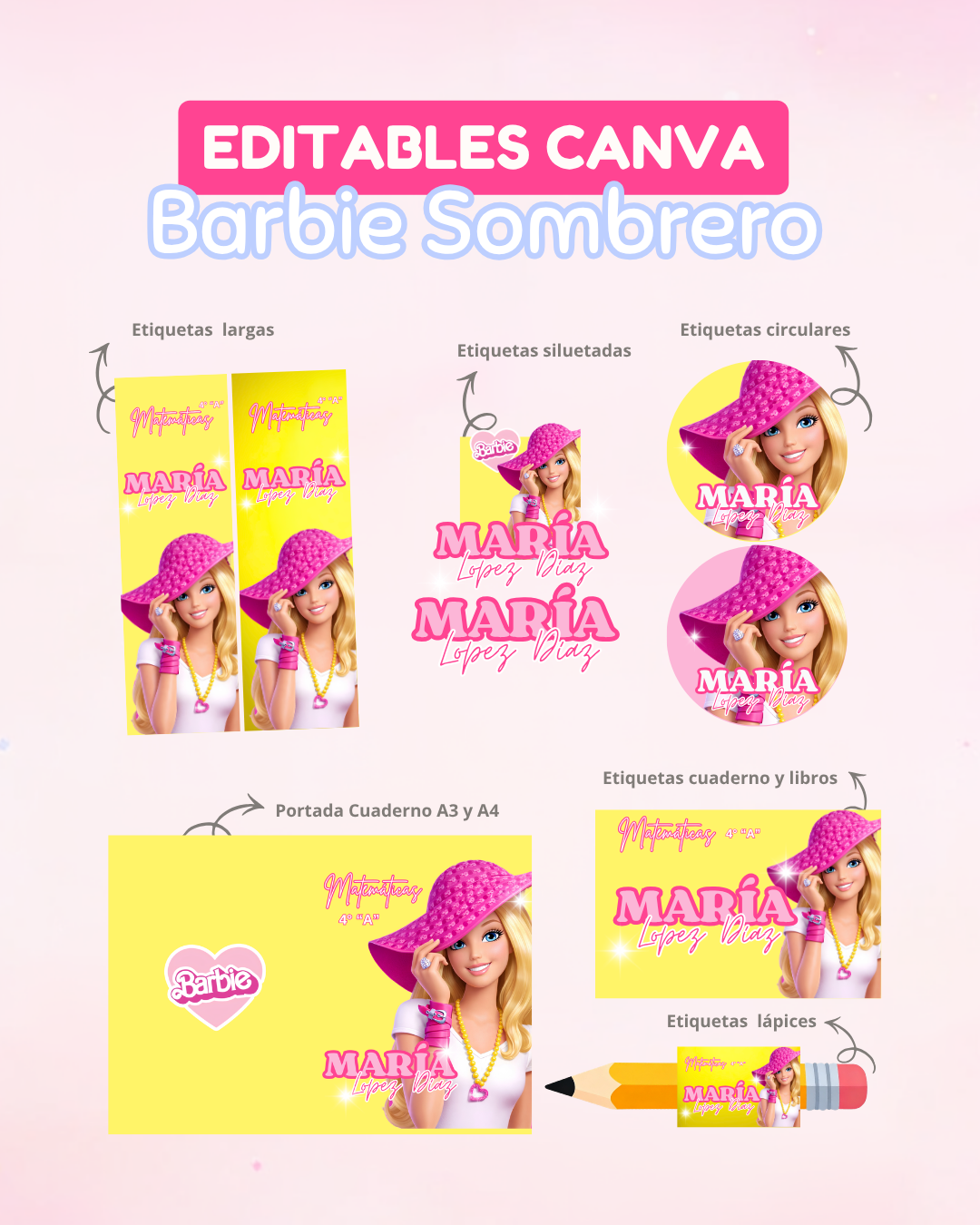 PLANTILLAS ETIQUETAS ESCOLARES EDITABLES DE CANVA - Imagen 5